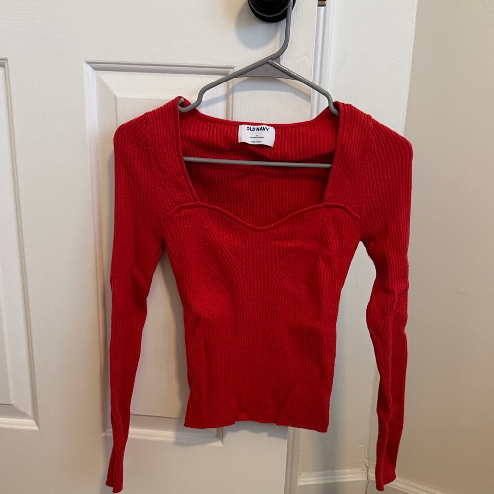Old Navy Vibrant Red Long Sleeve Sweater